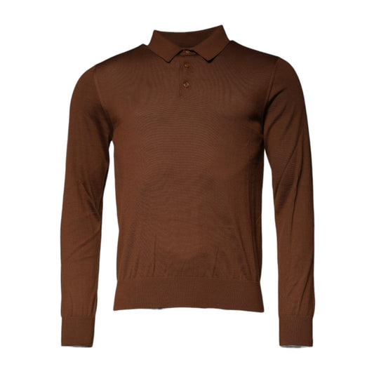 Dolce & Gabbana Brown Cashmere Buttoned Men Pullover Sweater Dolce & Gabbana
