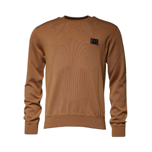 Dolce & Gabbana Brown Logo Plaque Crew Neck Pullover Sweater Dolce & Gabbana