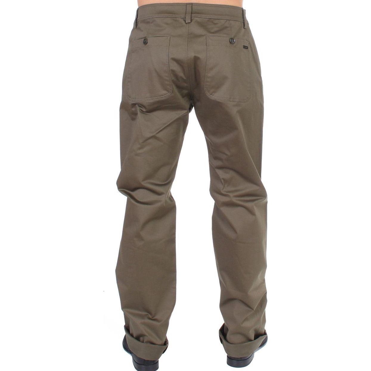 GF Ferre Green Cotton Stretch Comfort Fit Pants