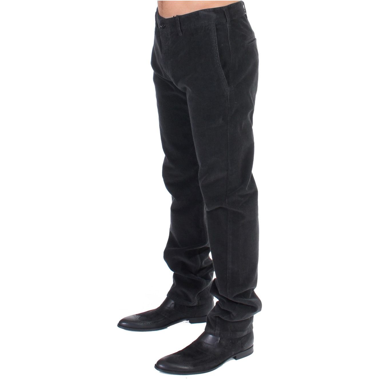 Elegant Black Cotton Corduroy Pants