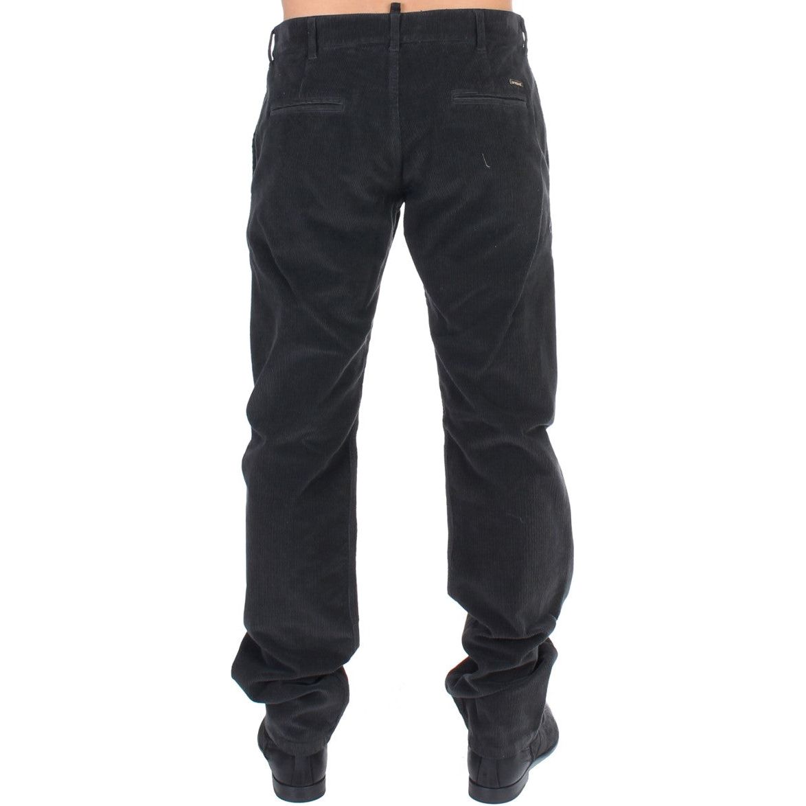 Elegant Black Cotton Corduroy Pants