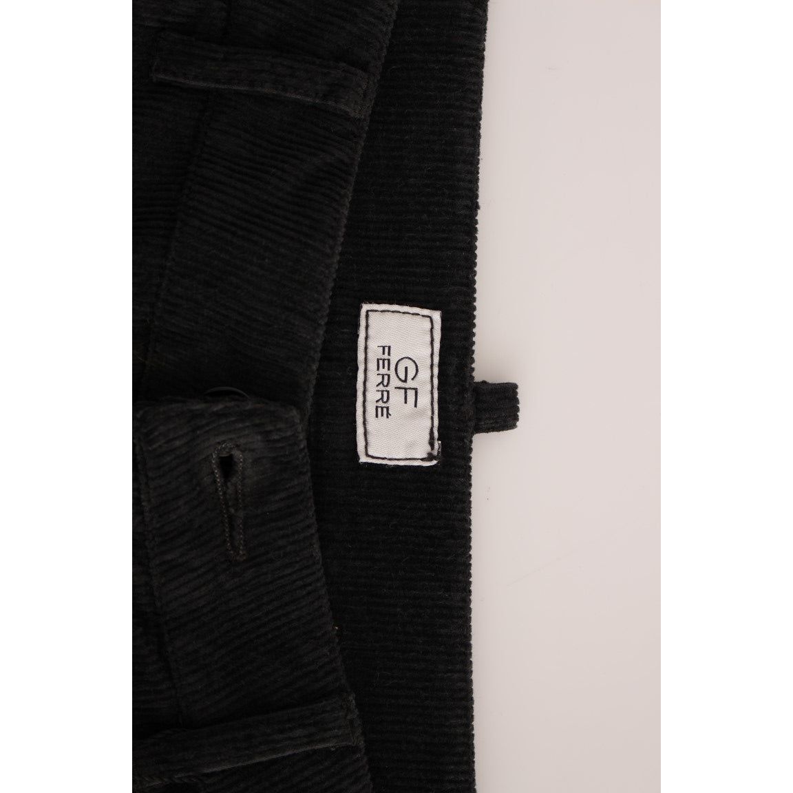 Elegant Black Cotton Corduroy Pants