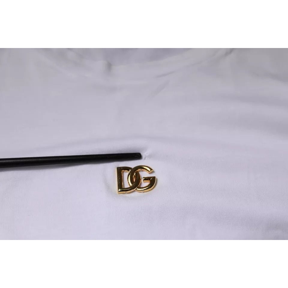 Dolce & Gabbana White DG Logo Crew Neck Short Sleeve T-shirt