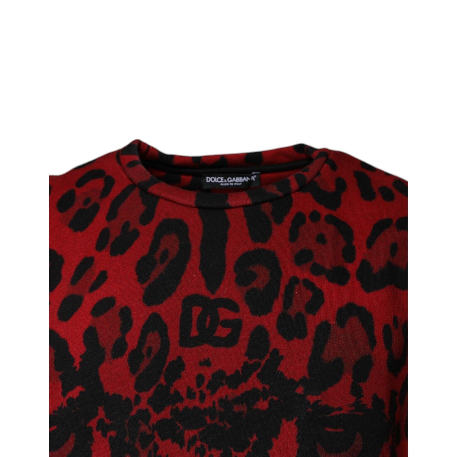 Dolce & Gabbana Red Leopard Print Cotton Sleeveless T-shirt