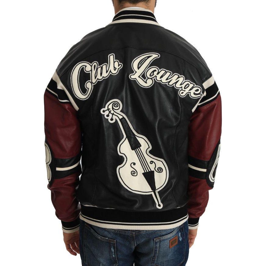 Dolce & Gabbana Leather Club Lounge Black Red Jacket Dolce & Gabbana
