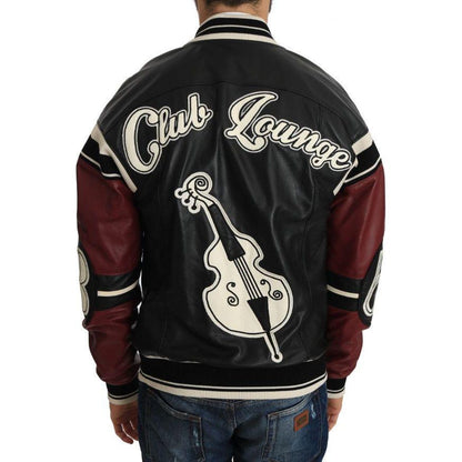 Dolce & Gabbana Leather Club Lounge Black Red Jacket Dolce & Gabbana