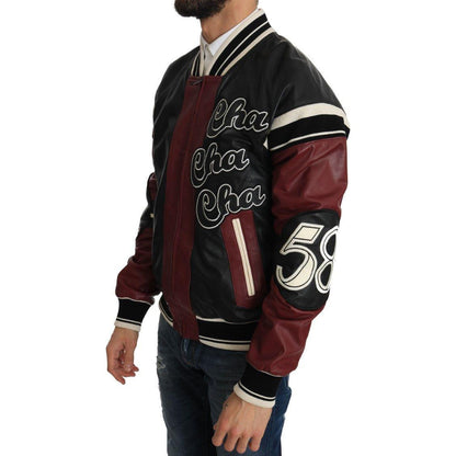 Dolce & Gabbana Leather Club Lounge Black Red Jacket Dolce & Gabbana