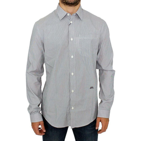 GF Ferre Gray Striped Cotton Casual Shirt GF Ferre