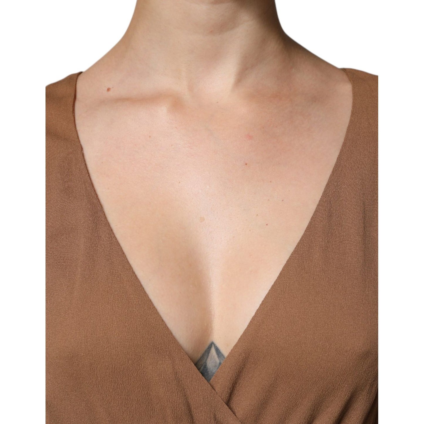 Fabiana Filippi Brown Sleeveless Deep V-neck A-line Long Maxi Dress Fabiana Filippi