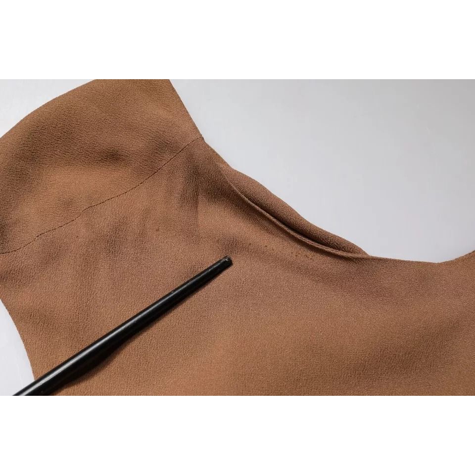 Fabiana Filippi Brown Sleeveless Deep V-neck A-line Long Maxi Dress Fabiana Filippi