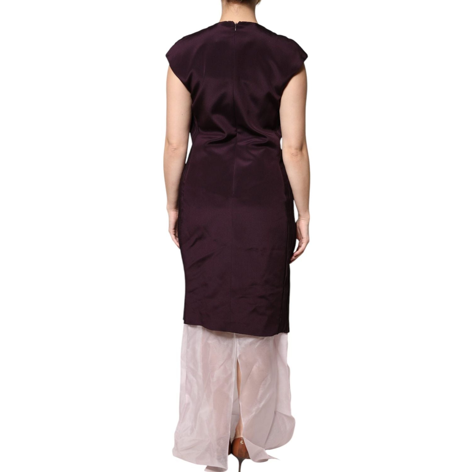 Barbara Casasola Brown Silk Short Sleeves Sheath Maxi Dress