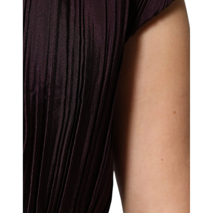 Barbara Casasola Brown Silk Short Sleeves Sheath Maxi Dress