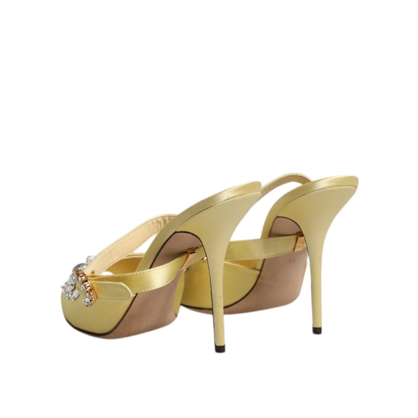 Dolce & Gabbana Yellow Crystal Slides KEIRA Sandals Shoes