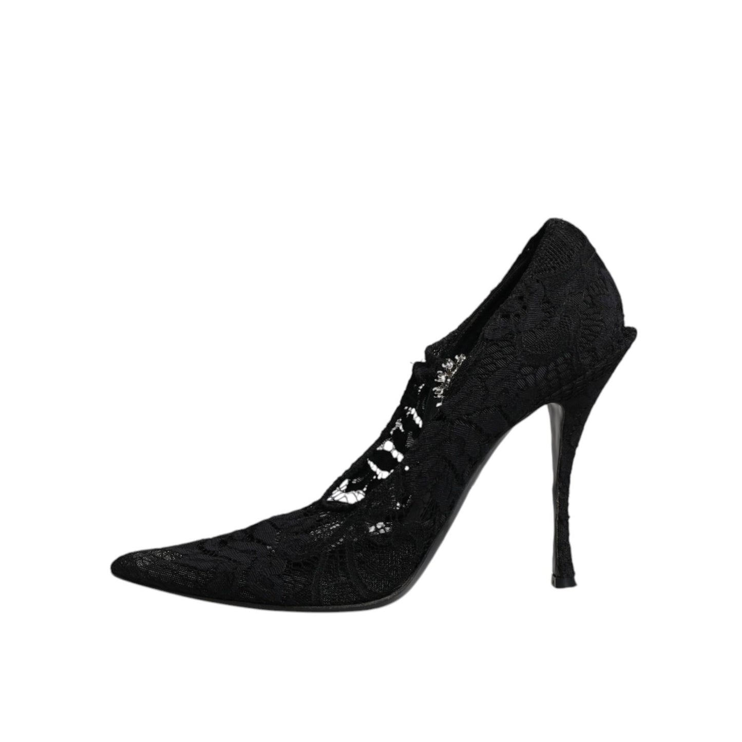 Dolce & Gabbana Black Lace Crystals Mary Jane Pumps Shoes