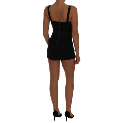 Dolce & Gabbana Romper Bodysuit Black Floral Stretch Dress