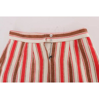 Dolce & Gabbana Multicolor Portofino Stripes Cotton Midi Skirt