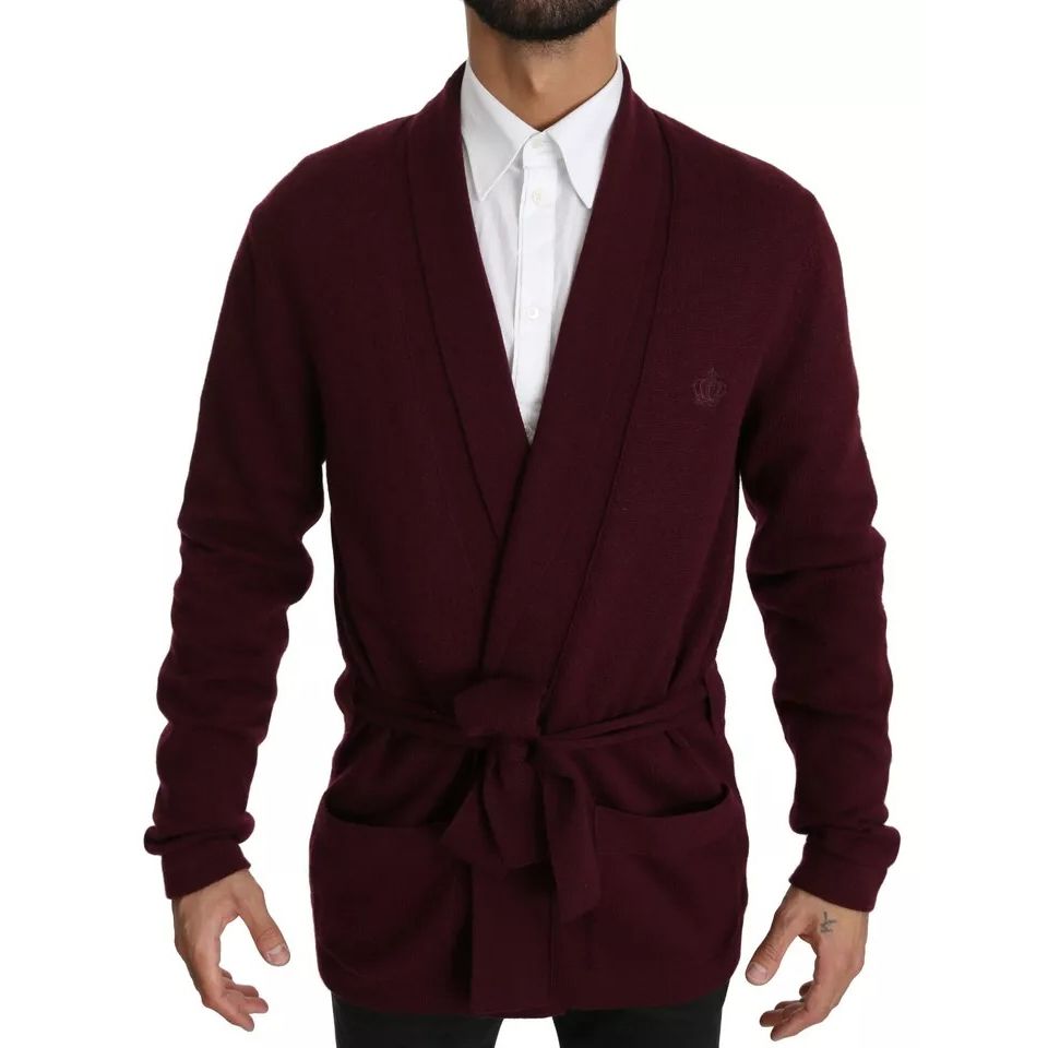 Dolce & Gabbana Bordeaux Cashmere Crown Cardigan Sweater Dolce & Gabbana