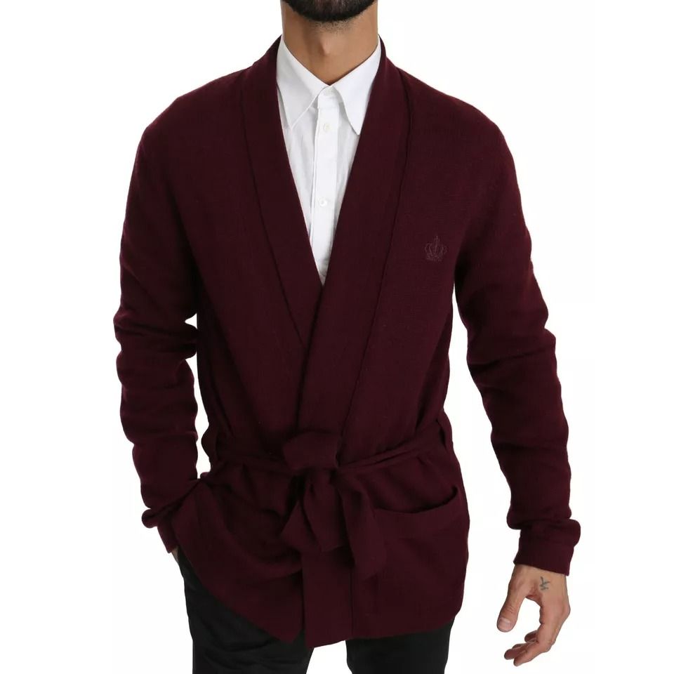 Dolce & Gabbana Bordeaux Cashmere Crown Cardigan Sweater Dolce & Gabbana