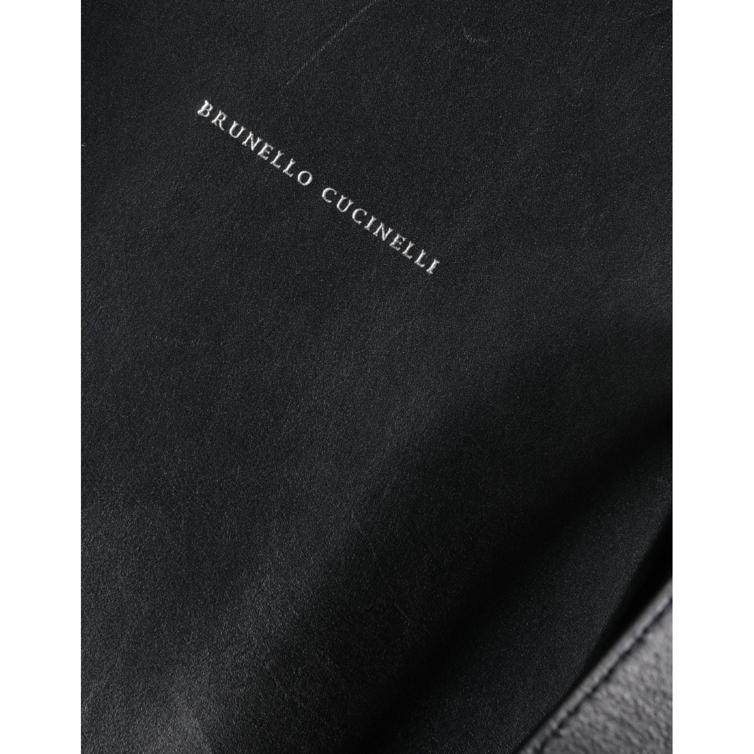 Brunello Cucinelli Black Leather Logo Shoulder Strap Shopping Tote Bag