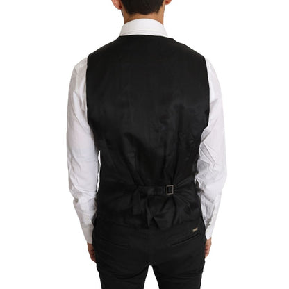 Dolce & Gabbana Gray Solid 100% Wool Waistcoat Vest