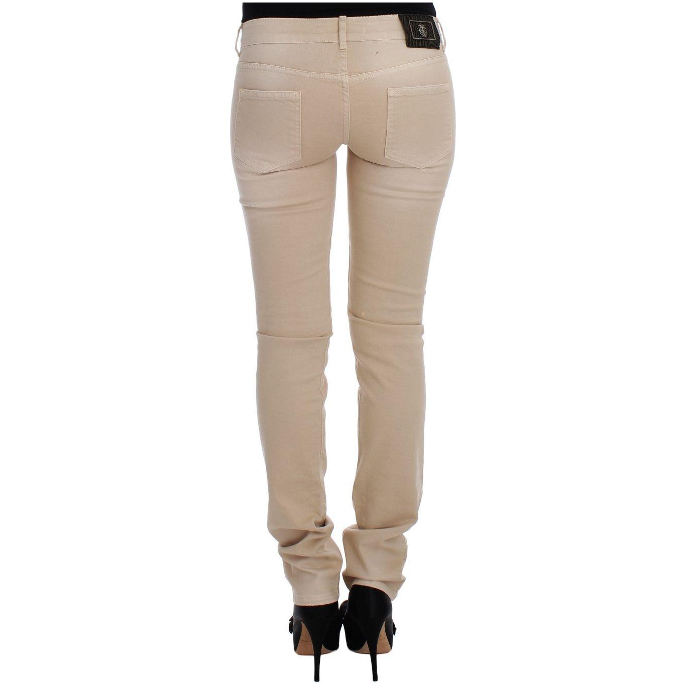 Cavalli Beige Wash Slim Fit Cotton Stretch Jeans