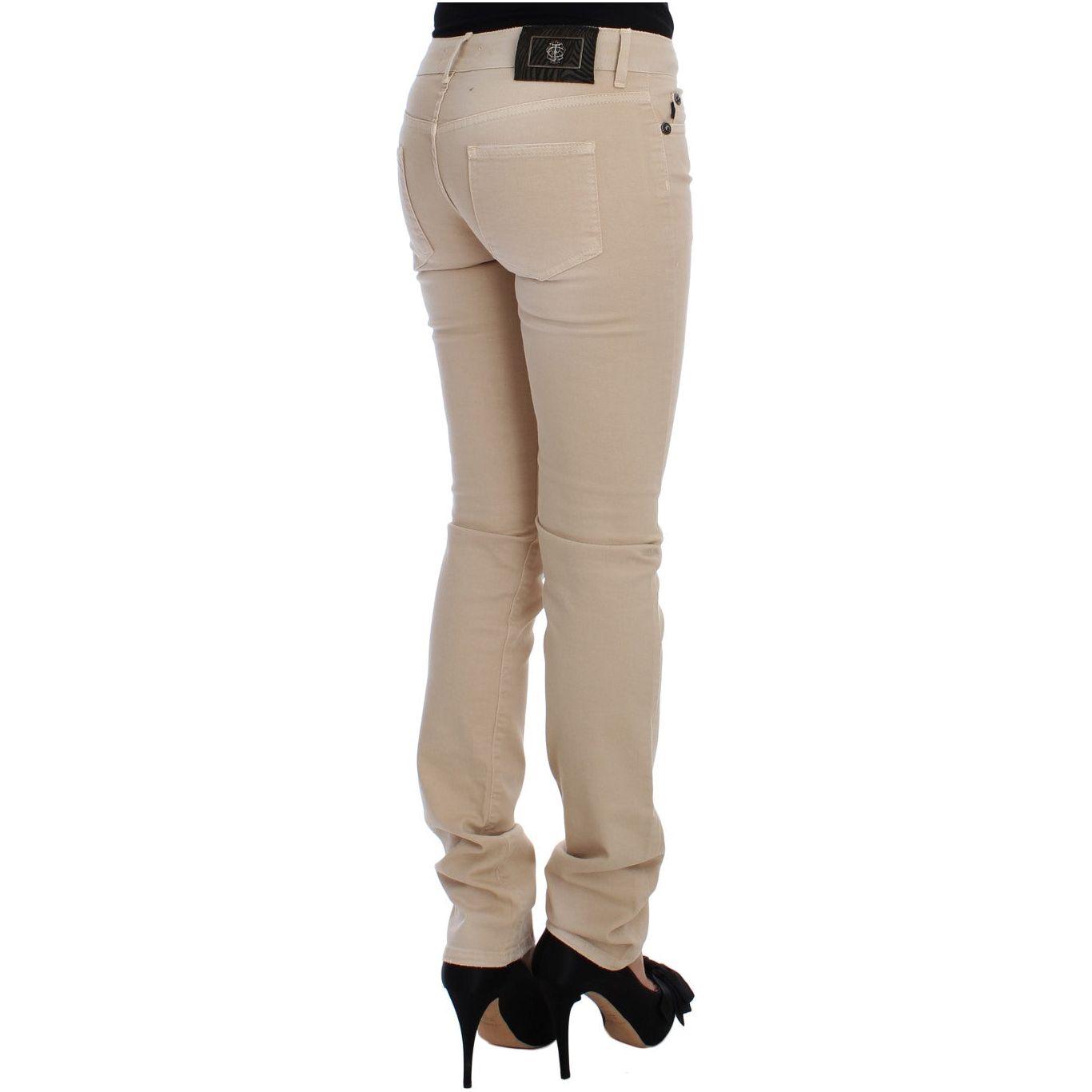 Cavalli Beige Wash Slim Fit Cotton Stretch Jeans