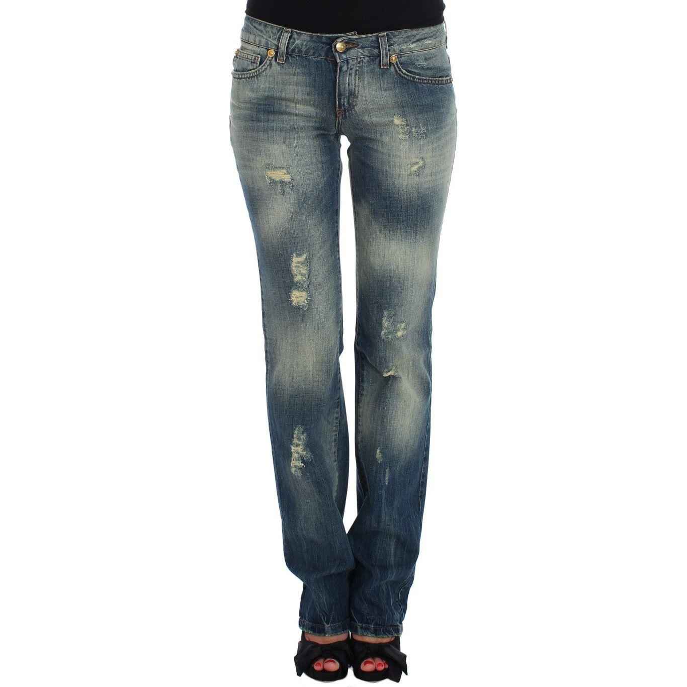 Cavalli Blue Cotton Low Waist Jeans Cavalli