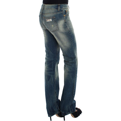 Cavalli Blue Cotton Low Waist Jeans Cavalli