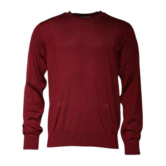 Dolce & Gabbana Maroon Cashmere Crew Neck Pullover Sweater Dolce & Gabbana