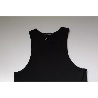 Dolce & Gabbana Black Cotton Sleeveless Round Neck Tank T-shirt