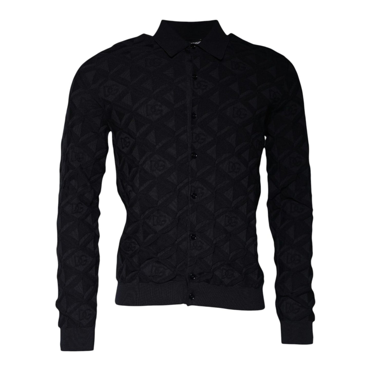 Dolce & Gabbana Black Silk Crew Neck Men Cardigan Sweater Dolce & Gabbana