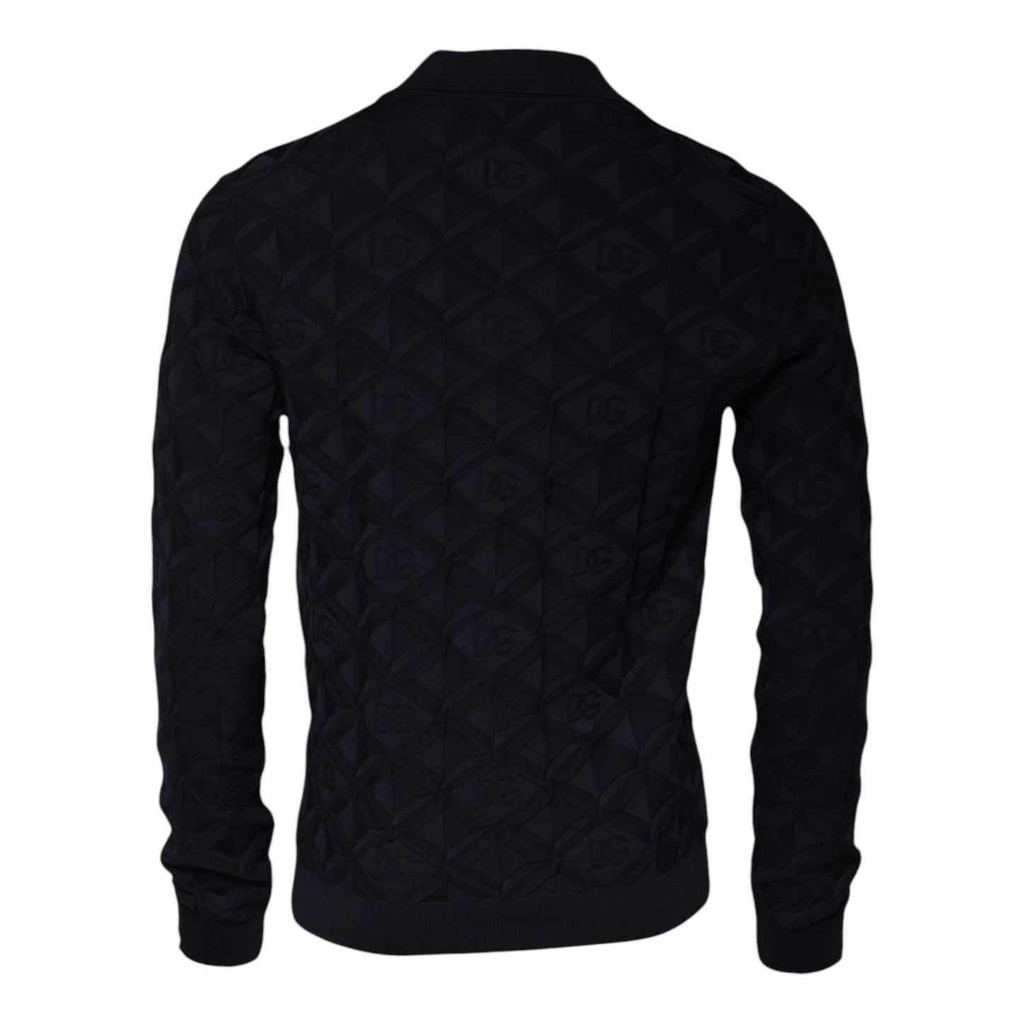 Dolce & Gabbana Black Silk Crew Neck Men Cardigan Sweater Dolce & Gabbana