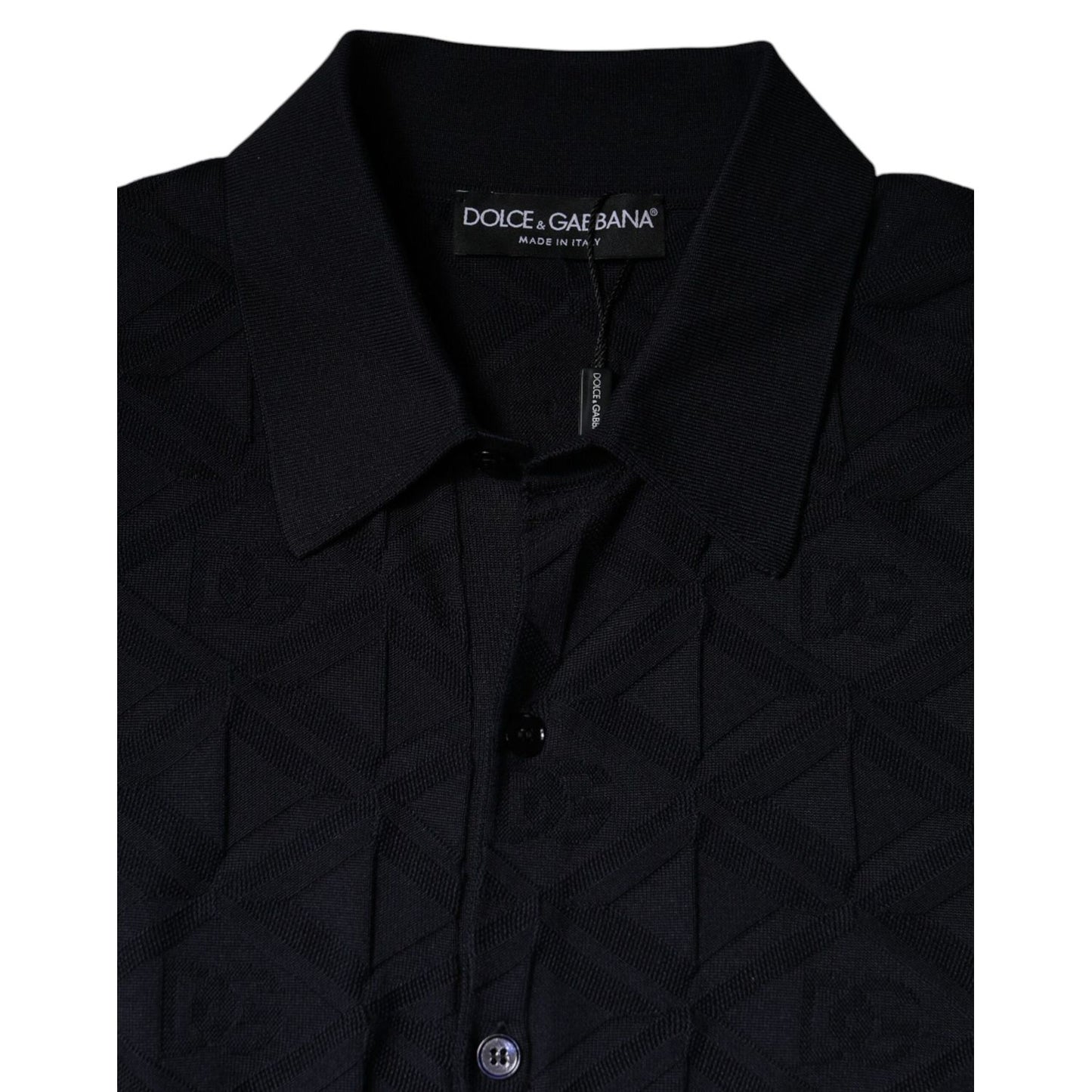 Dolce & Gabbana Black Silk Crew Neck Men Cardigan Sweater Dolce & Gabbana