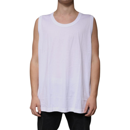 Dolce & Gabbana White Cotton Sleeveless Round Neck Tank T-shirt Dolce & Gabbana