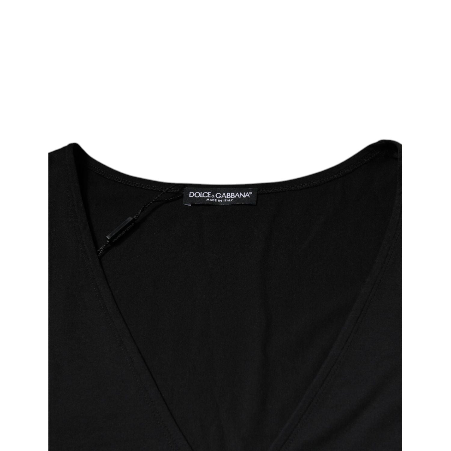Dolce & Gabbana Black Cotton V-neck Short Sleeves T-shirt