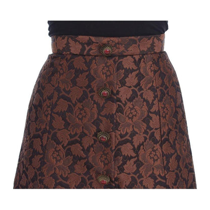 Dolce & Gabbana Brown Floral Brocade Mini Bubble Skirt Dolce & Gabbana