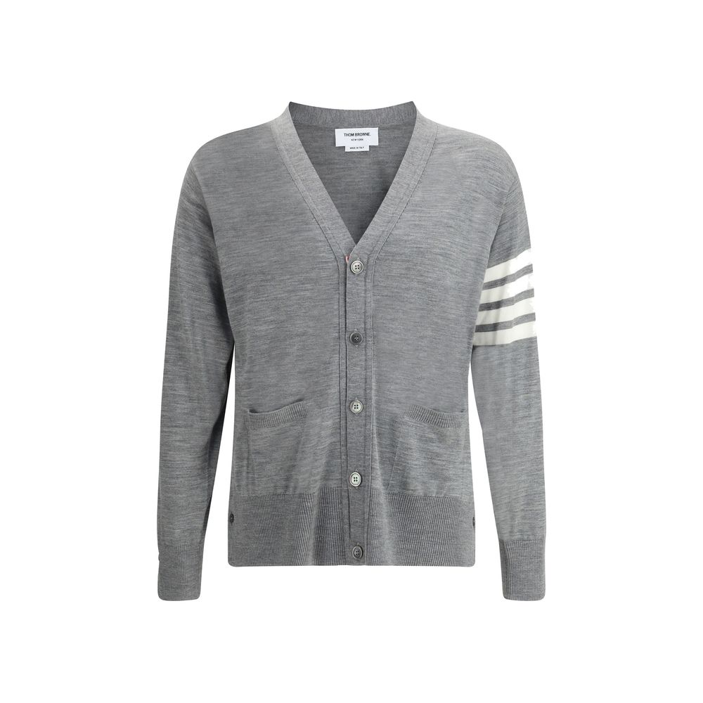 Thom Browne Gray Fleece Wool Cardigan Thom Browne