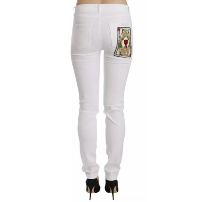 Dolce & Gabbana White Crystal Embellished Skinny Jeans