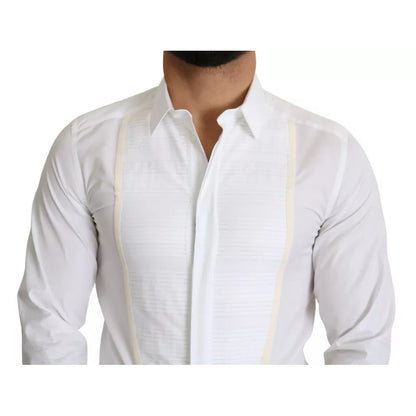 Dolce & Gabbana White Formal Tuxedo Dress GOLD Shirt