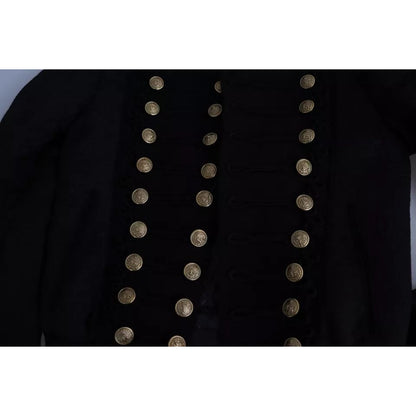 Dolce & Gabbana Black Button Embellished Military Jacket