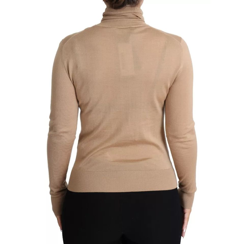 Dolce & Gabbana Beige Cashmere Silk Turtleneck Pullover Sweater