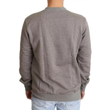 Dolce & Gabbana Gray Crown King Cotton Pullover Sweater
