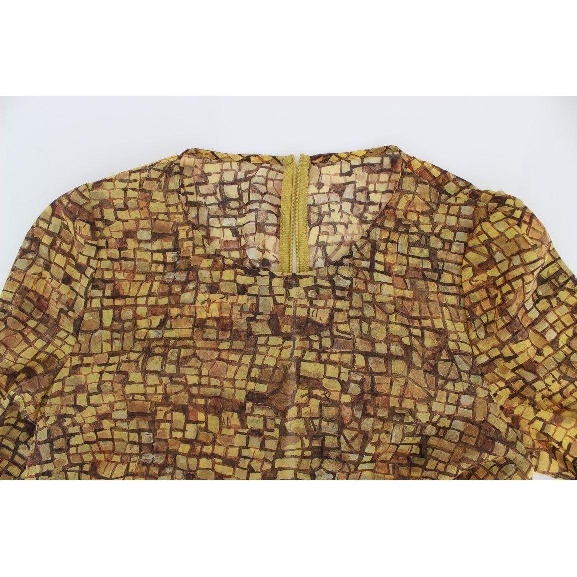 Dolce & Gabbana Multicolor Mosaic Print Silk Blouse T-shirt