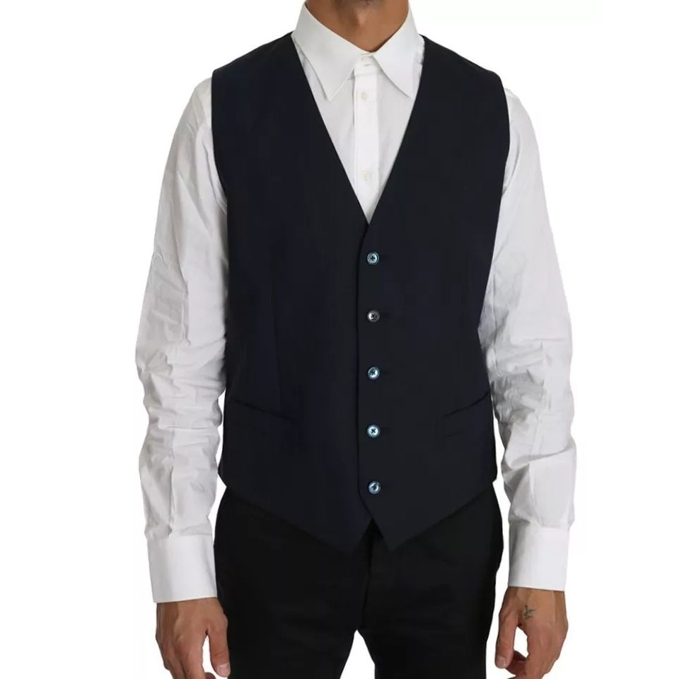 Dolce & Gabbana Blue Wool MARTINI Blazer Vest 2 Piece