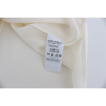Dolce & Gabbana White Sequined Key Silk Blouse T-shirt Top Dolce & Gabbana