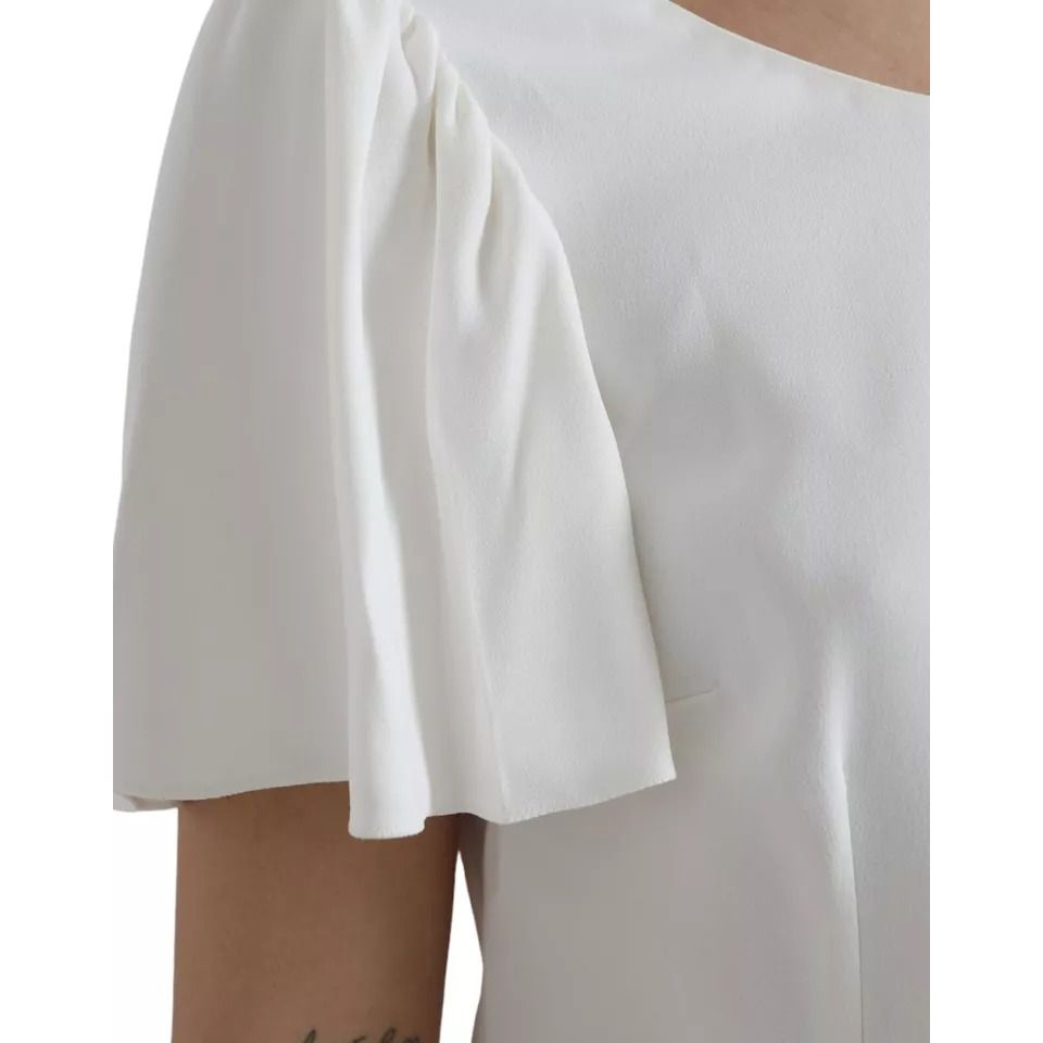 Dolce & Gabbana White Viscose Round Neck Short Sleeves Top
