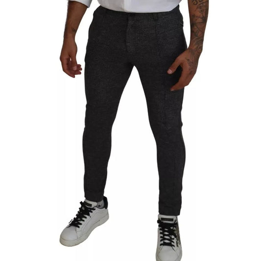 Dolce & Gabbana Gray Chevron Viscose Skinny Pants