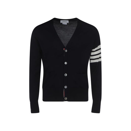Thom Browne Blue Fleece Wool Cardigan Thom Browne