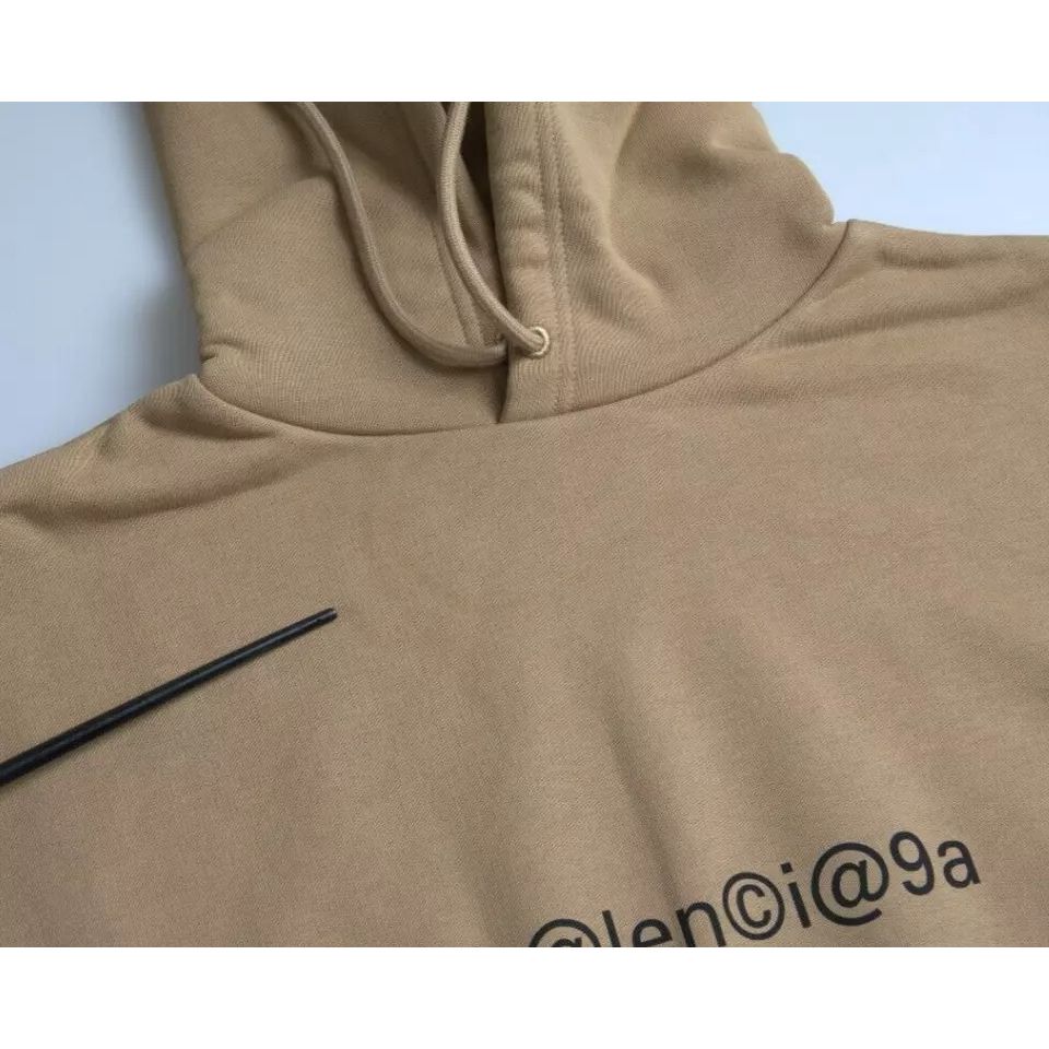 Balenciaga Brown Cotton Symbolic Molleton Bouclette Hooded Sweater