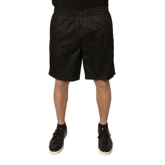 Dolce & Gabbana Black Polyester Jersey Mid Waist Shorts Dolce & Gabbana
